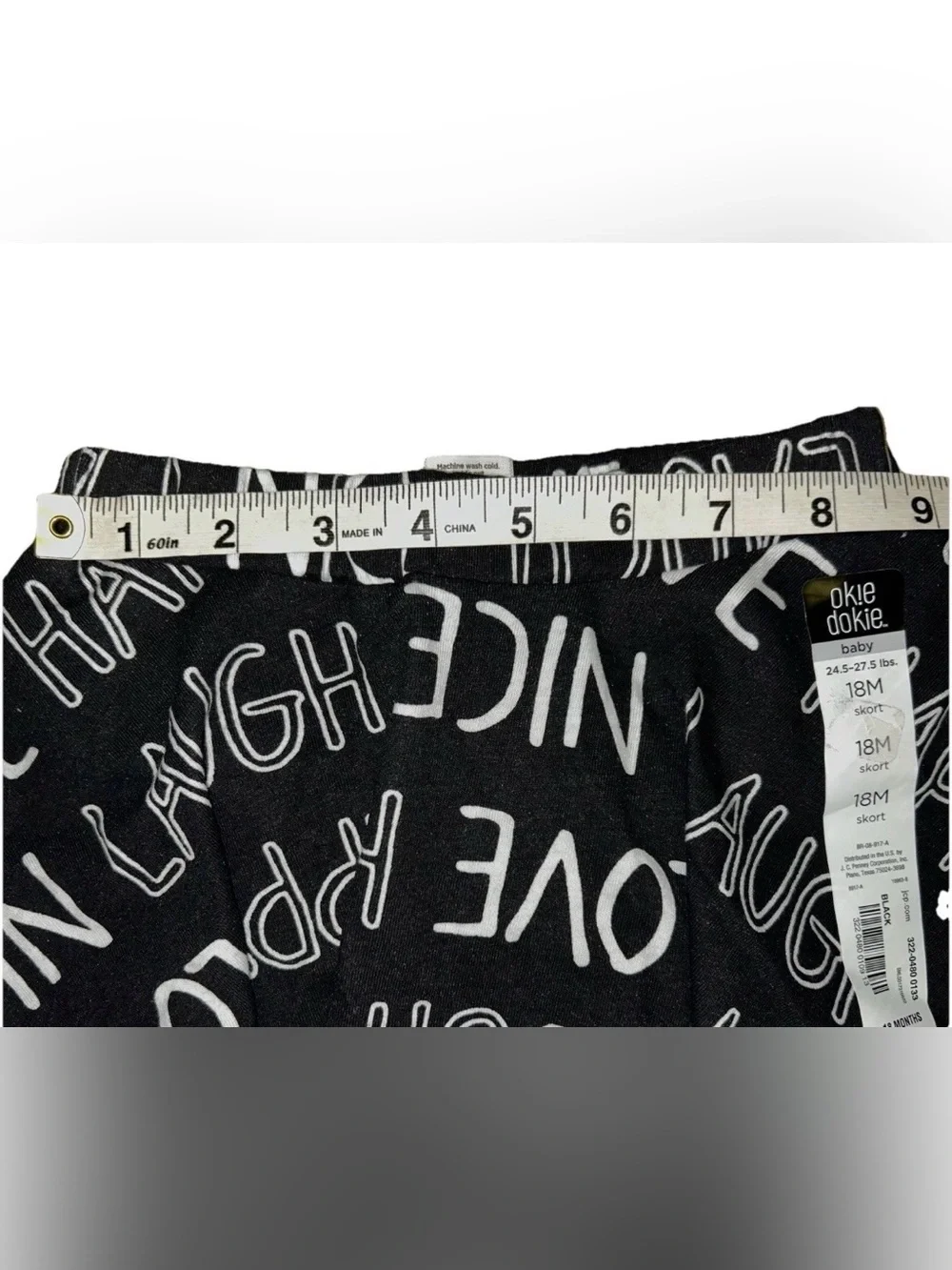 Black & White Graphic Print Typography Skort Love Laugh Happy Nice All-over Text - Picture 3 of 4